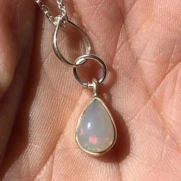 Authentic Ethiopian Opal 925 Sterling Silver Necklace NWT - Picture 1 of 4
